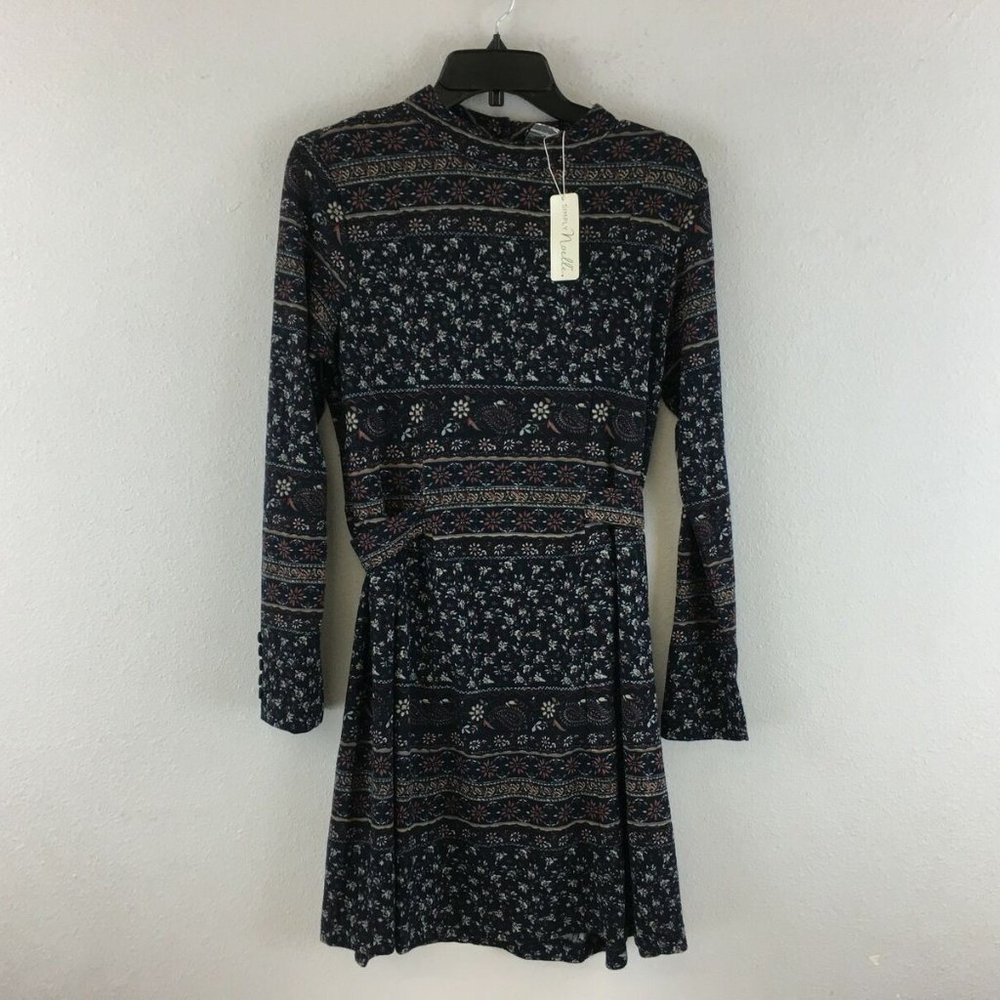 Simply Noelle Long Sleeve High Neck Terracotta Dress - Women's Size S/M - Black